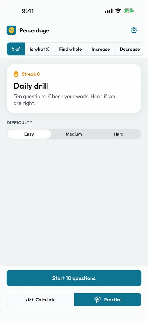 Practice lobby with Easy, Medium, and Hard drills